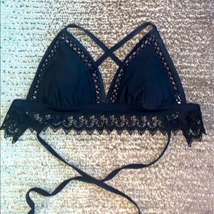 Black crochet bathing suit triangle top